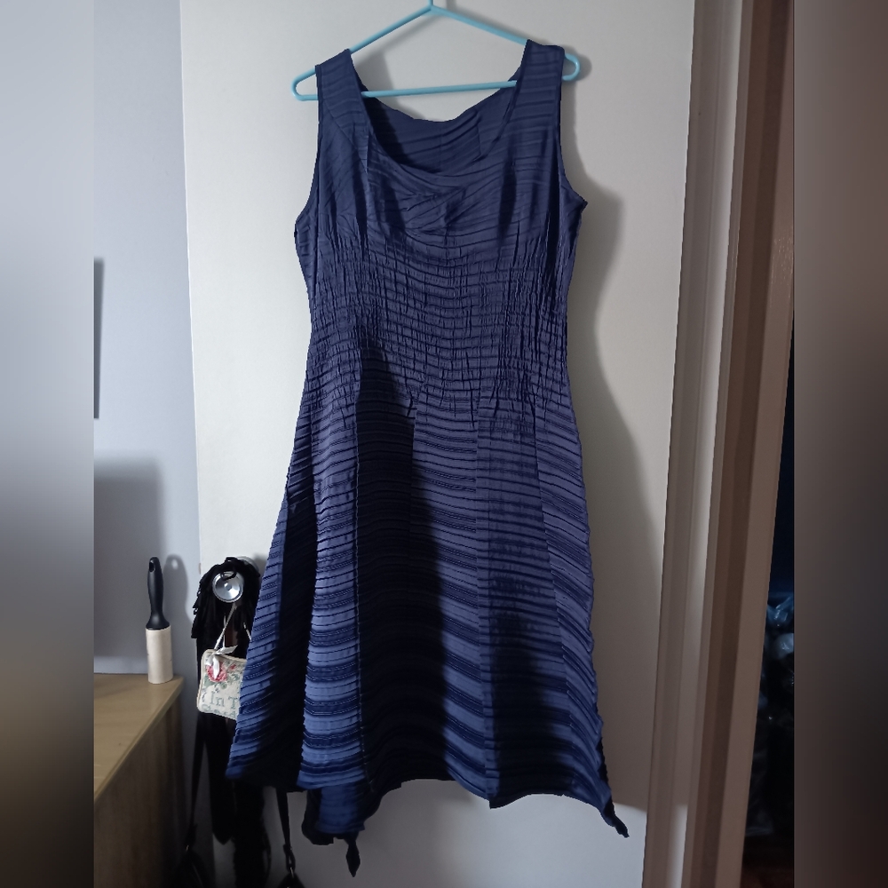 BABETTE San Francisco Blue Pleat Plisse Sleveless Dress XL